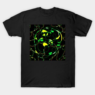 Green Curlicues on black background T-Shirt